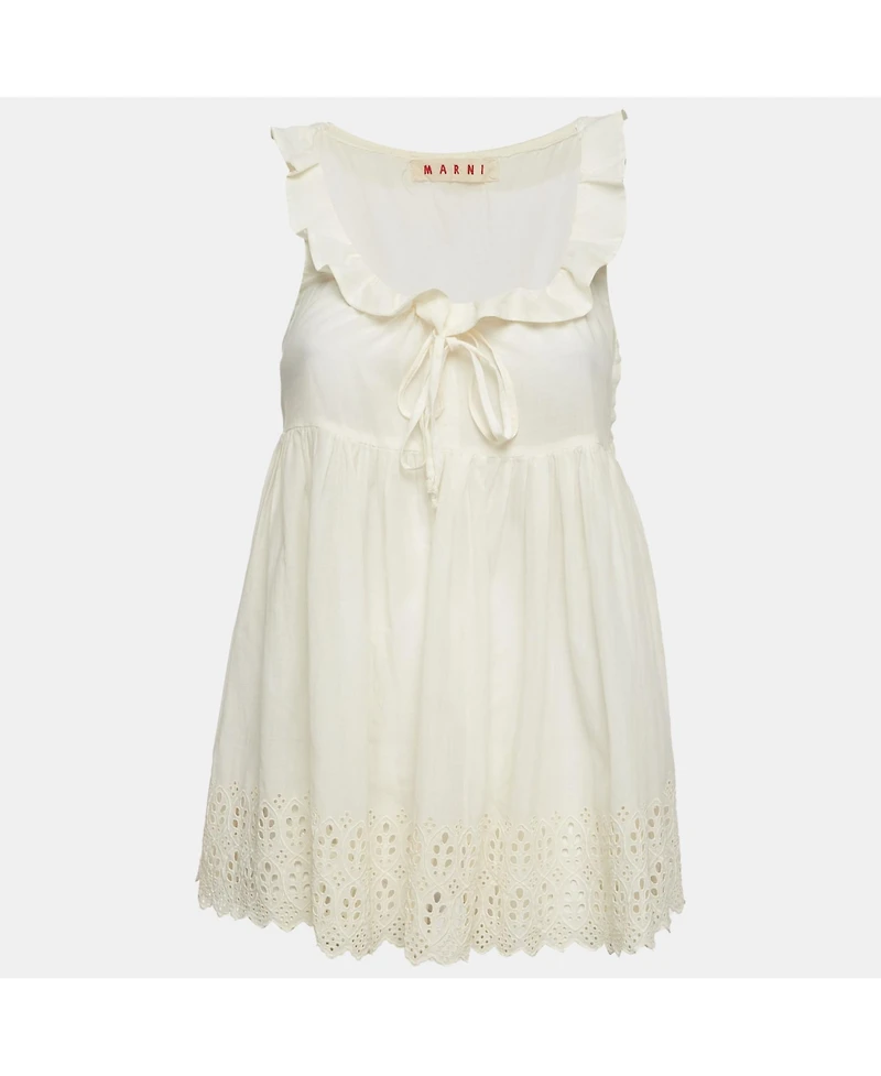 Pre-Owned Marni Women's Cotton Adjustable Ruffle Neck Mini Dress