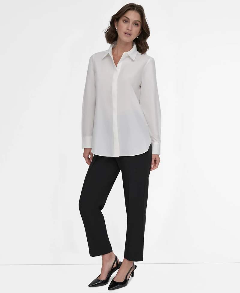 Dkny Petite Button-Front Blouse