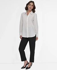 Dkny Petite Button-Front Blouse