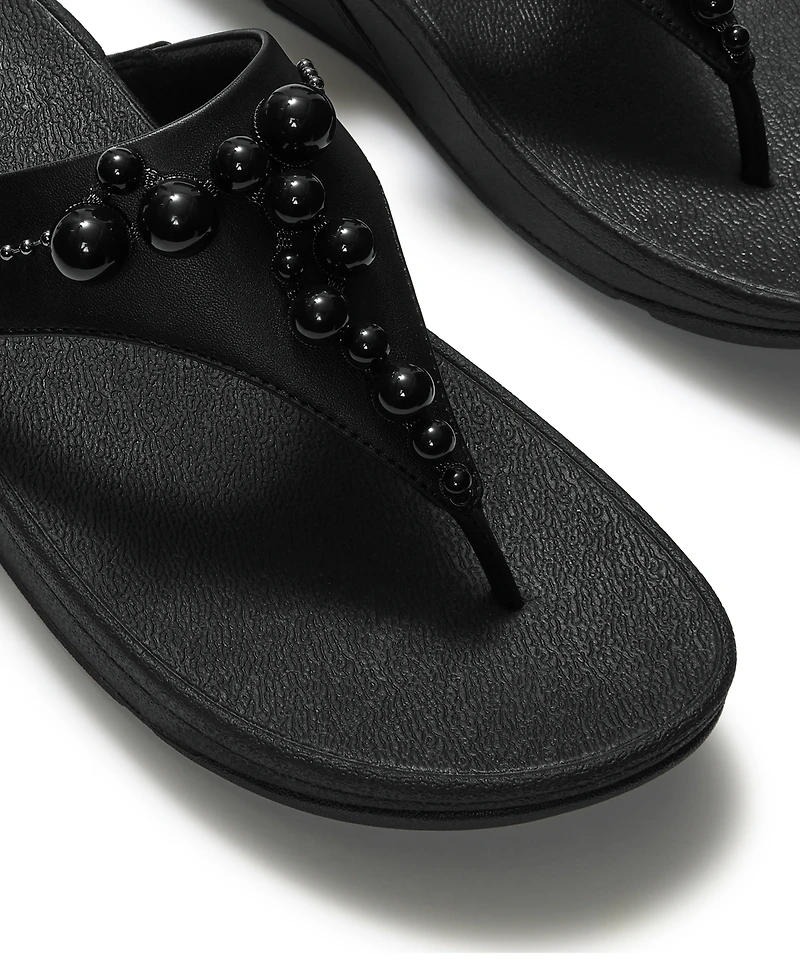FitFlop Women's Lulu Beaded Toe Post Slip-On Sandals