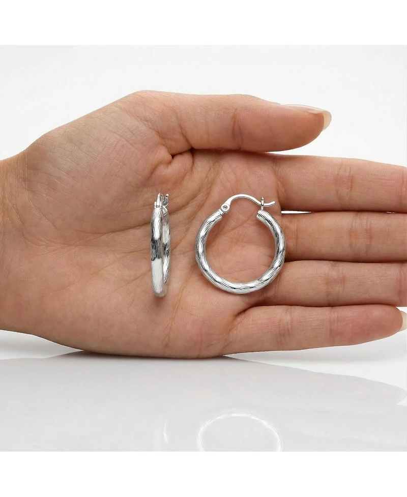 Twisted Hoop Earrings in White Gold Plated or 14K Gold Plated