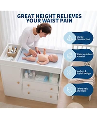 gaomon 3-in-1 Baby Changing Table with 2 Drawers and Cabinet
