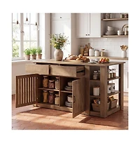 Tribesigns 70.8-Inch Kitchen Island with Storage, 3-Tier Farmhouse Island Table for Kitchen Dining Room
