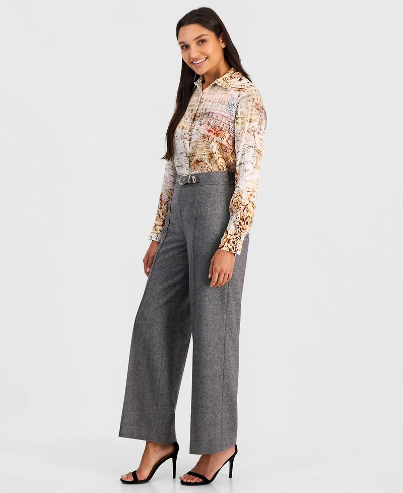 Elie Tahari Women's Brenda Wide-Leg High-Waisted Wool-Blend Pants