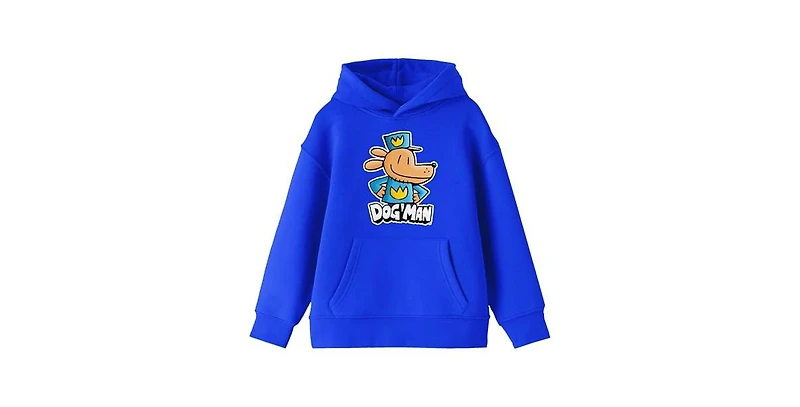 Dog Man Boys Character Posing Youth Royal Blue Long Sleeve Hooded Sweatshirt-xl