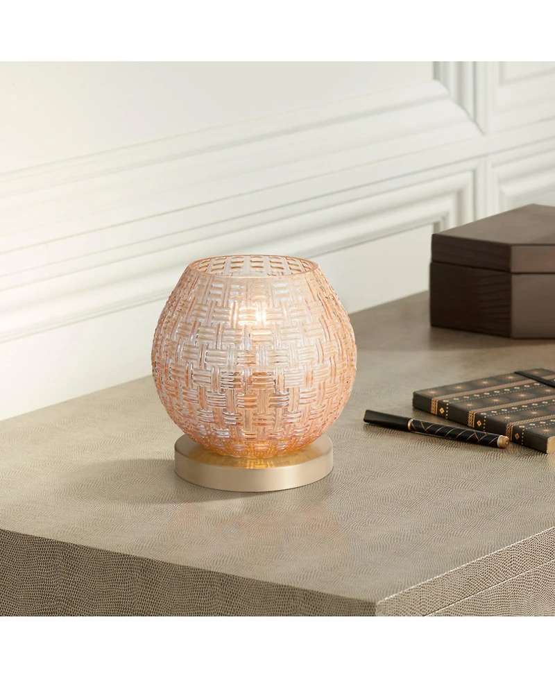360 Lighting Pia 7 1/2" High Amber Weave Glass Globe Accent Lamp