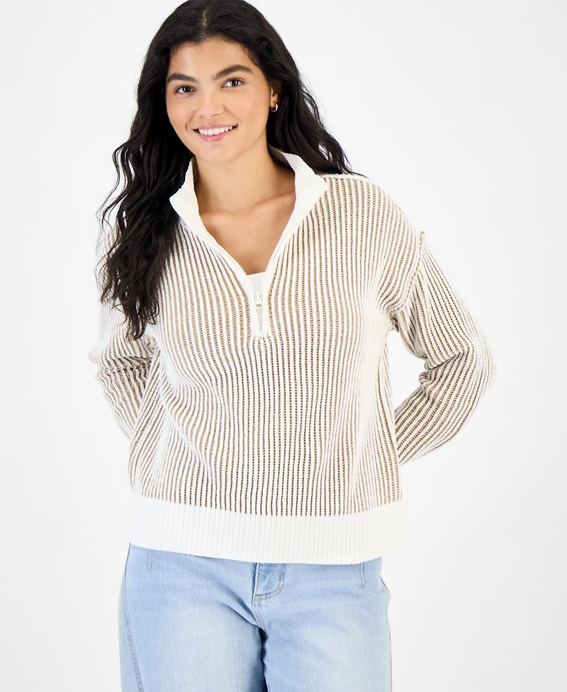 Ultra Flirt Juniors' Chenille Half-Zip Sweater