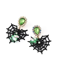 Betsey Johnson Faux-Stone Halloween Spiderweb Heart Drop Earrings