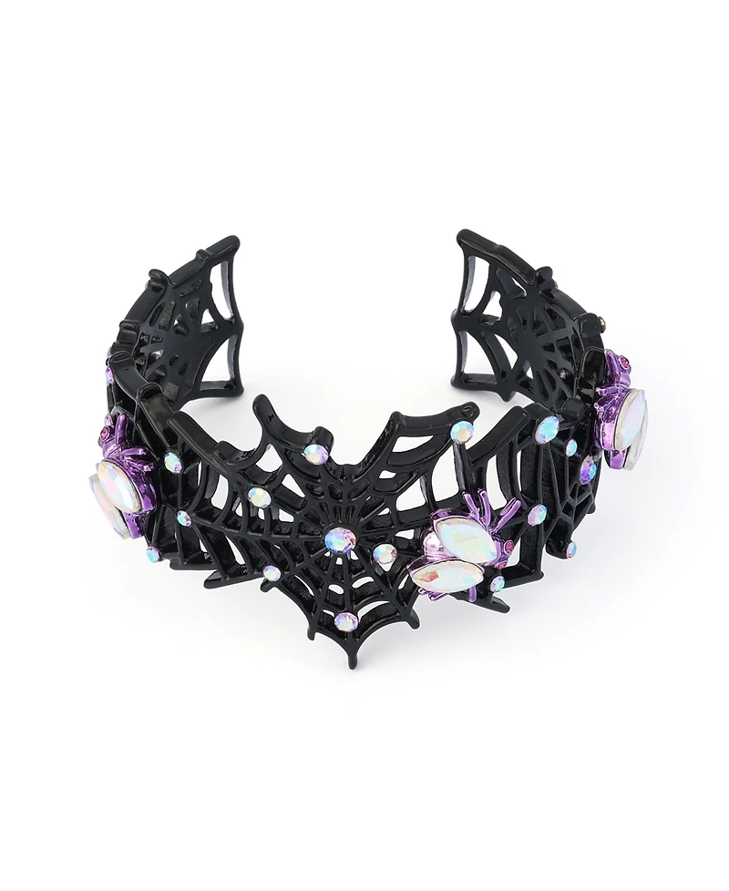 Betsey Johnson Faux-Stone Halloween Spiderweb Cuff Bracelet