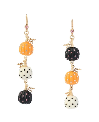 Betsey Johnson Faux-Stone Pretty Spooky Pumpkin Linear Earrings