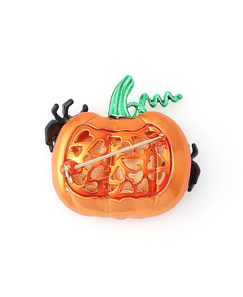 Betsey Johnson Orange Halloween Pumpkin Jack-o-Lantern Brooch
