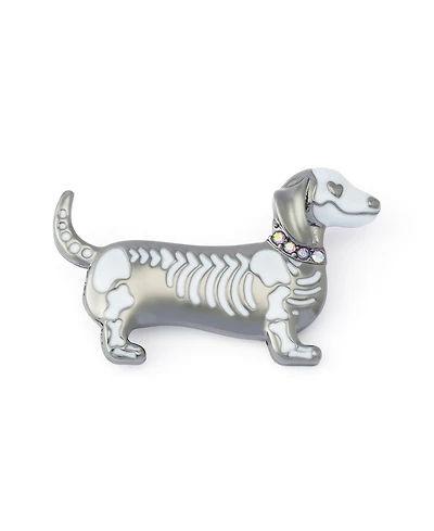 Betsey Johnson Faux-Stone Halloween Skeleton Dachshund Brooch