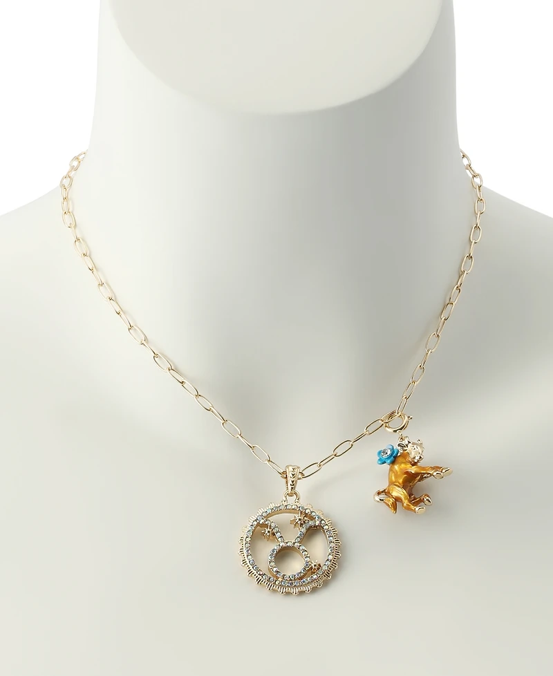 Betsey Johnson Faux-Stone Taurus Celestial Pendant Necklace Charm Zodiac Set