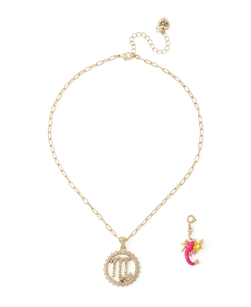 Betsey Johnson Faux-Stone Scorpio Celestial Pendant Necklace Charm Zodiac Set