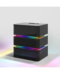 Vlsrka 3 Drawer Nightstand With Charging Station And Motion Sensor Rgb Light No Assembly Required)