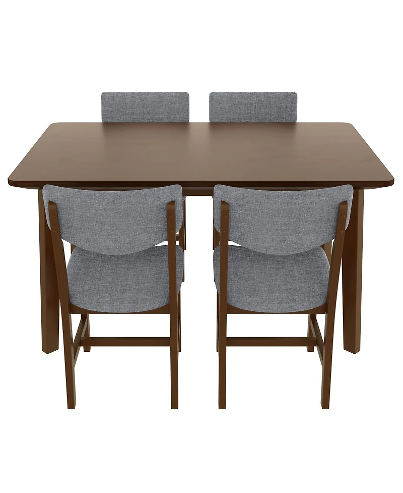 Streamdale Furniture 5-Piece Dining Set - Solid Wood Table 4 Upholstered Chairs