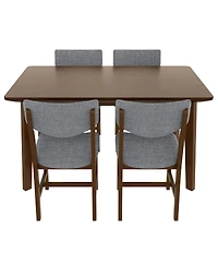 Streamdale Furniture 5-Piece Dining Set - Solid Wood Table 4 Upholstered Chairs