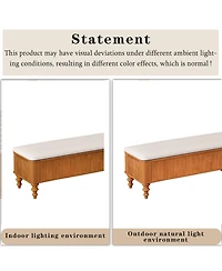 Streamdale Furniture 50.8" Multi-Functional Storage Ottoman Bench with Linen Seat & Rubberwood Base