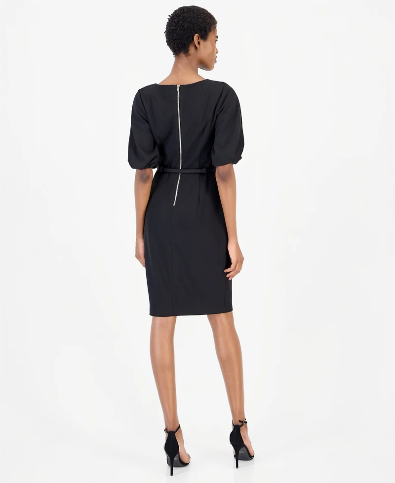 Anne Klein Women's Boat Neck Puff Sleeve Sheath Dress