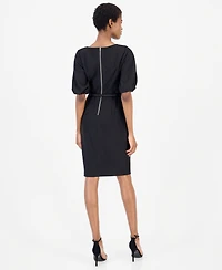 Anne Klein Women's Boat Neck Puff Sleeve Sheath Dress