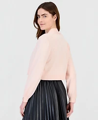 Anne Klein Women's Button Cuff Front Cropped Shrug