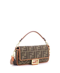 Pre-Owned Fendi Medium Baguette Nm Bag Zucca Embroidered Canvas