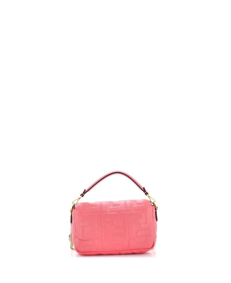 Pre-Owned Fendi Mini Baguette Nm Bag Zucca Embossed Leather