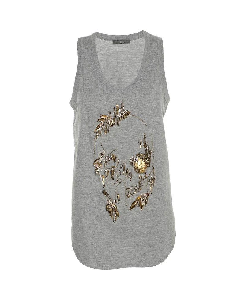 Pre-Owned Alexander Mcqueen Women's Embellished Skull Jersey Tank Top