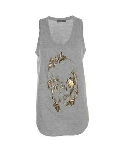 Pre-Owned Alexander Mcqueen Women's Embellished Skull Jersey Tank Top