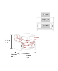 Fm Furniture Lee Ju Floating Nightstand, 1 Drawer, Open Shelf, Wall Mounted Design