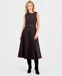 Anne Klein Women's A-Line V-Neck Midi Dress