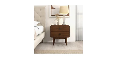 Lucky One Solid Wood Mid Century Nightstand with Tapered Legs