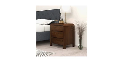 Lucky One 23.6" Width Solid Wood Mid Century Nightstand with 3-Drawer