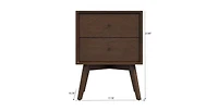Lucky One 23.6" Width Assembled Mid Century Nightstand 2-Drawer Solid Wood