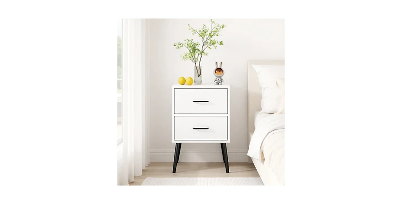Lucky One 2-Drawer Nightstand with Metal Legs