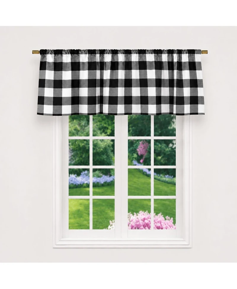 Kate Aurora Country Farmhouse Buffalo Check Plaid Window Valance