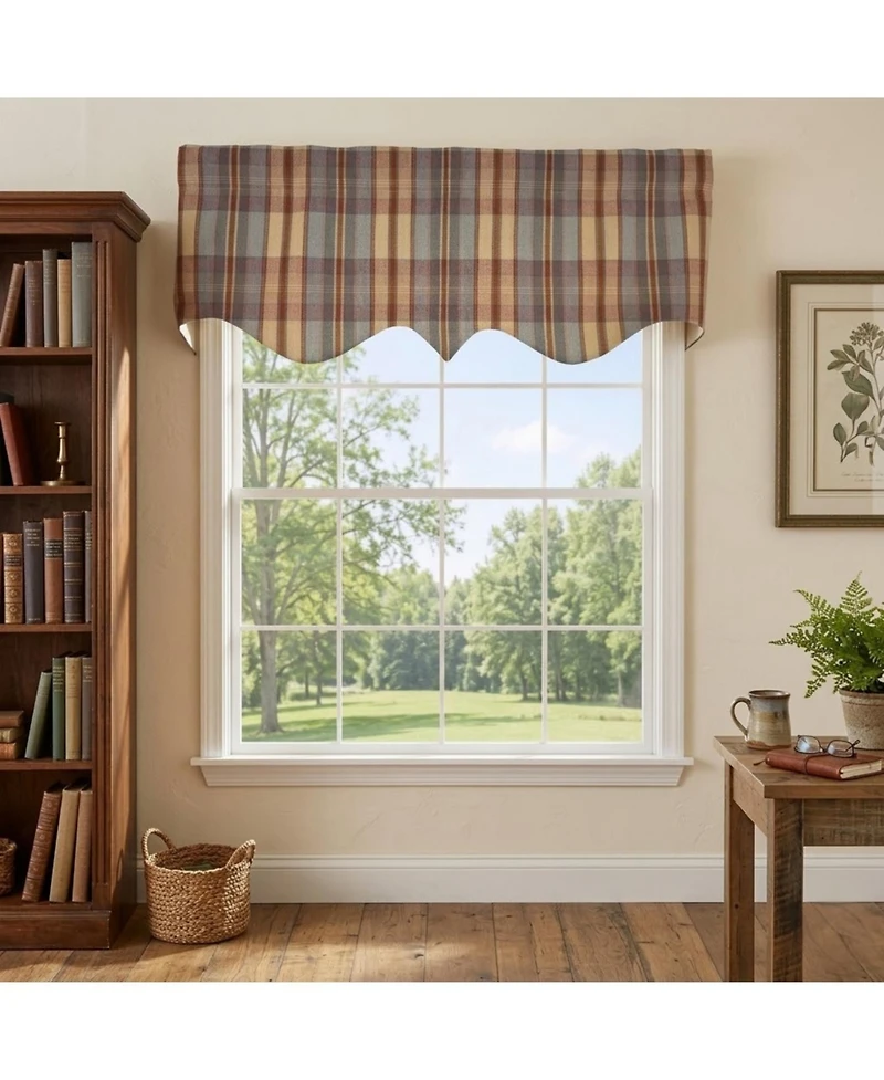 Rlf Home Tartan Plaid Regal Window Valance 100% Cotton Lined Rod Pocket