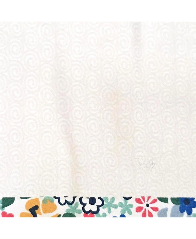 Rlf Home Petite Flowers Banded Window Valance 100% Cotton Lined Rod Pocket