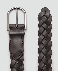 Mango Men's Leather Braided Belt