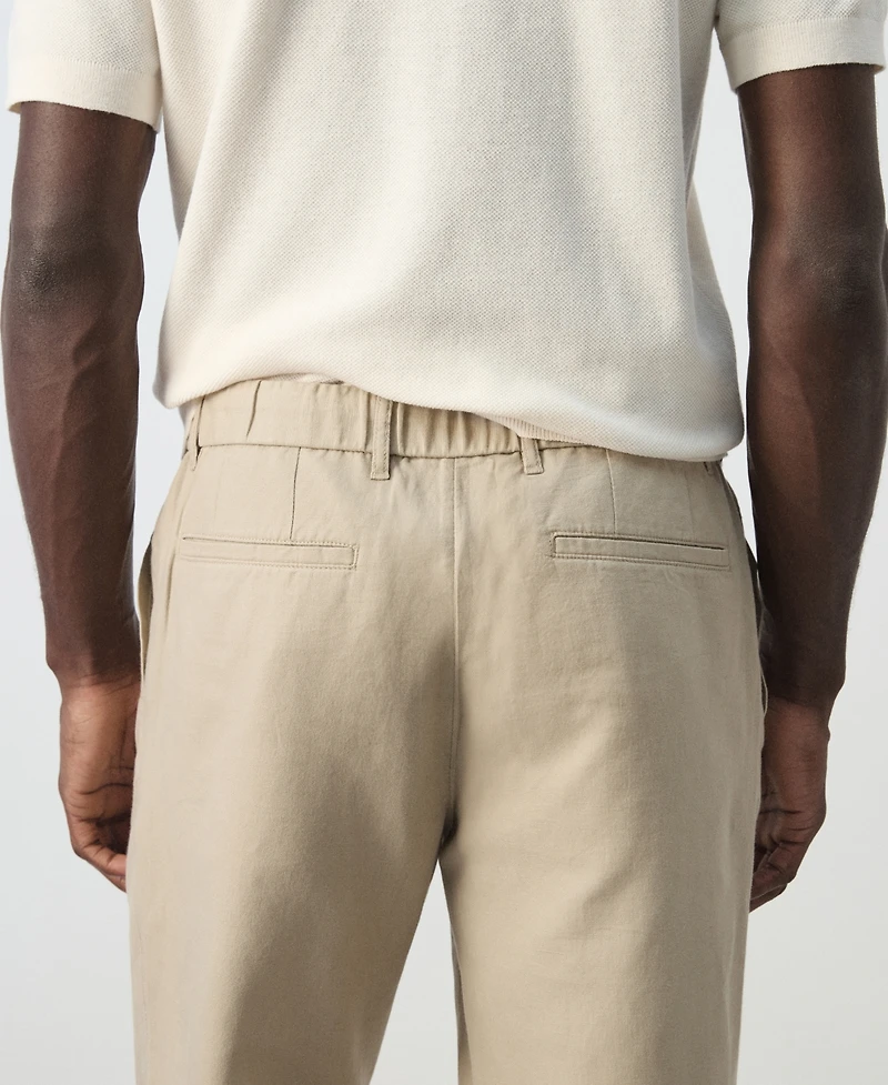 Mango Men's Slim-Fit Cropped Cotton-Linen Pants