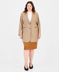 Tahari Asl Plus Plaid Long-Sleeve Blazer