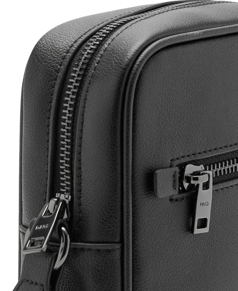 Mango Men's Zipper Leather Bag