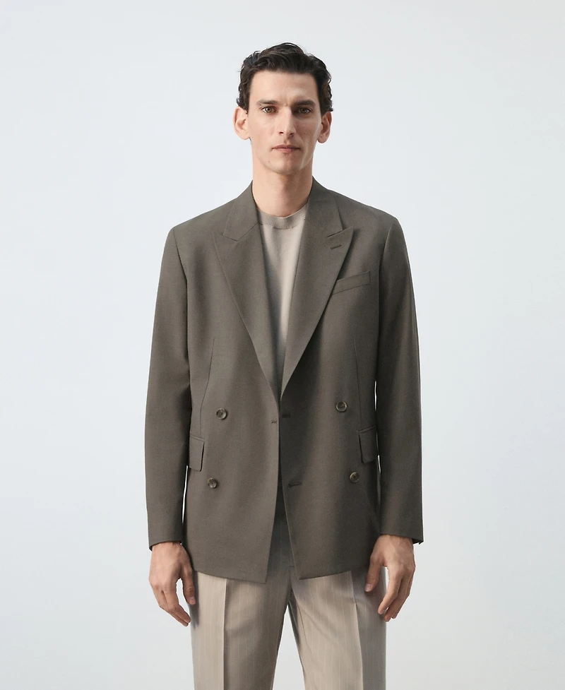 Mango Men's Boston Regular-Fit Double-Breasted Suit Blazer