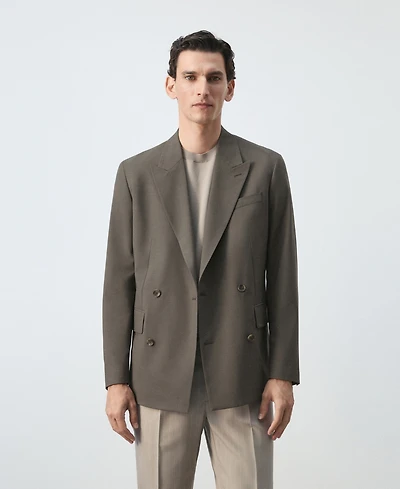 Mango Men's Boston Regular-Fit Double-Breasted Suit Blazer