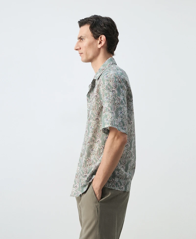Mango Men's Cotton Bowling-Collar Shirt