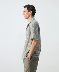 Mango Men's Cotton Bowling-Collar Shirt