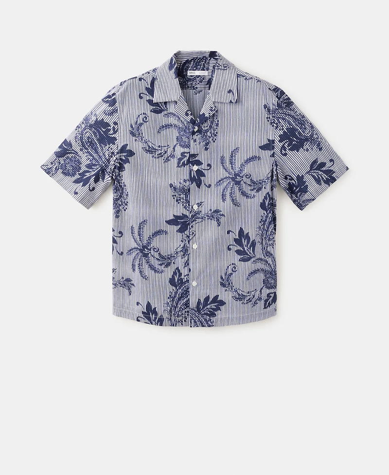 Mango Men's Cotton Printed Shirt