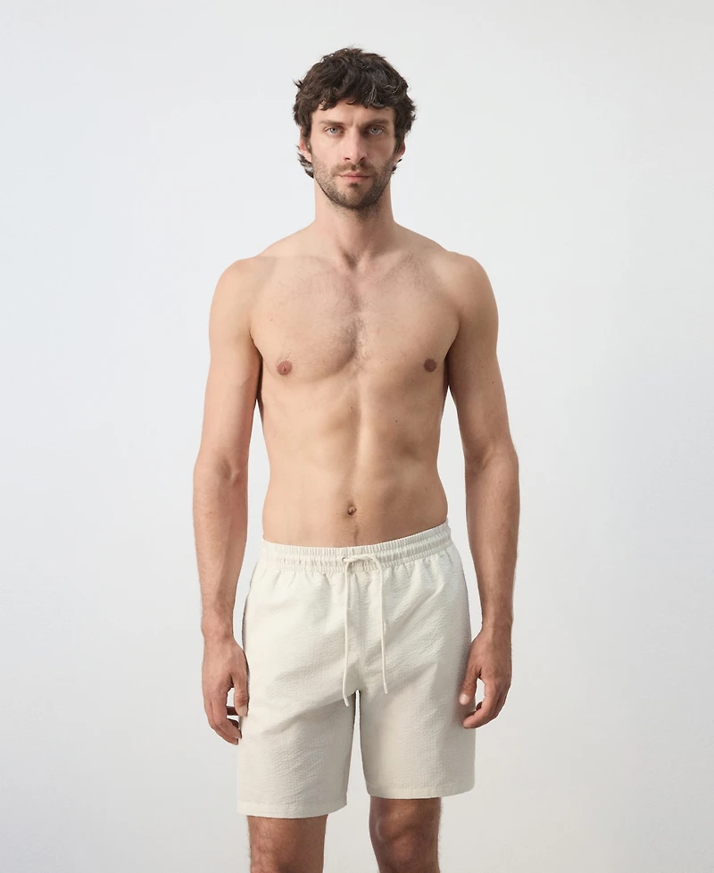 Mango Men's Seersucker Striped Swimsuit
