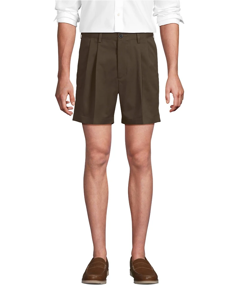 Lands' End Men's Comfort Waist Pleated 6" No Iron Chino Shorts