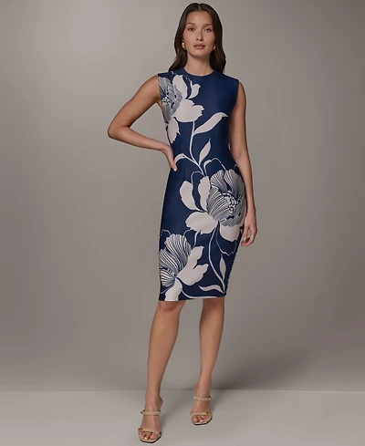 Donna Karan New York Women's Sleeveless Floral Print Knee-Length Sheath Dress